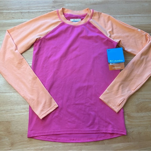 Columbia Girls Omni-Shade Long Sleeve Pink And Orange M Medium 10/12 NWT - Picture 1 of 12